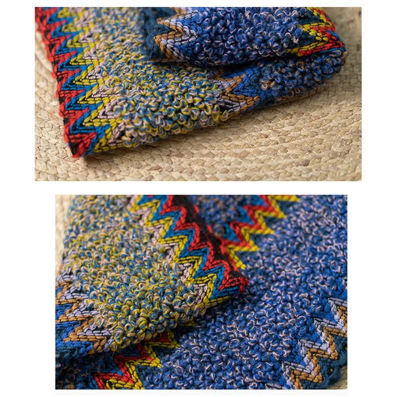 Buddha Stones Tibetan Shawl Soft Warm Knitting Cloak Winter Tibetan Tassel Scarf - image 20