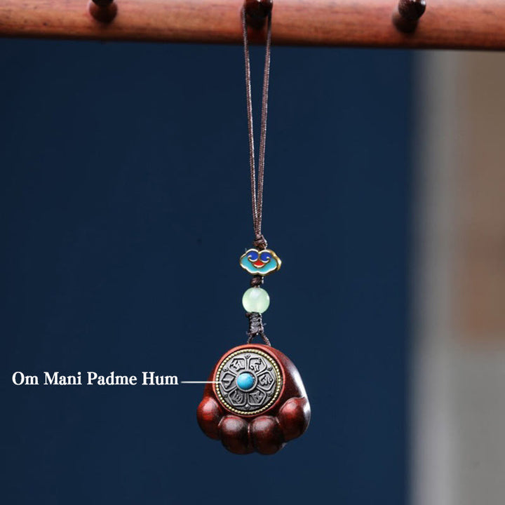 Buddha Stones Sandalwood Small Leaf Red Sandalwood Green Sandalwood Lucky Cat Paw Claw Om Mani Padme Hum Protection Phone Hanging Decoration - image 4