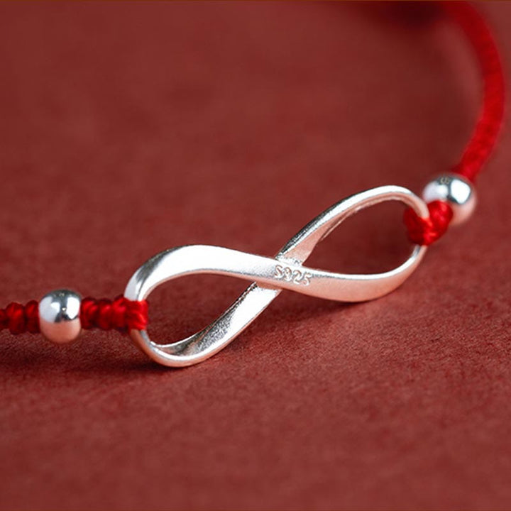 Buddha Stones 925 Sterling Silver Endless Knot Protection Luck Red String Bracelet Anklet - image 7