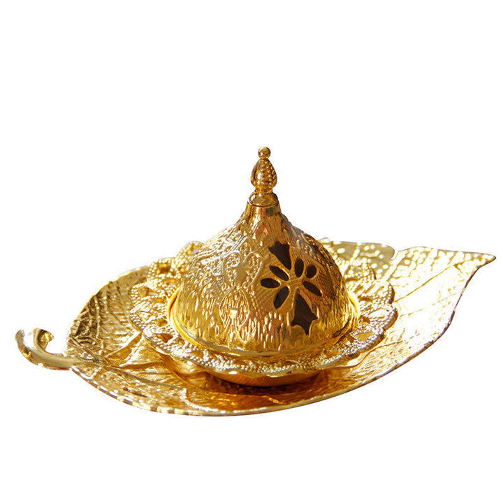 Tibetan Gold Mini Leaf Coaster Meditation Incense Burner - image 10