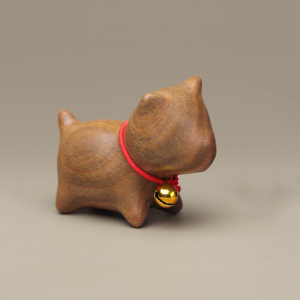 Buddha Stones Green Sandalwood Small Leaf Red Sandalwood Cute Cat Animals Soothing Peace Decoration - Green Sandalwood Little Dog - image 21