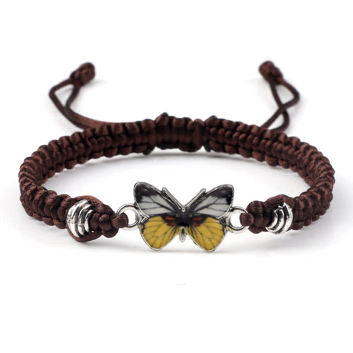 Buddha Stones Butterfly Freedom Love String Charm Bracelet - Brown-Yellow Butterfly - image 20