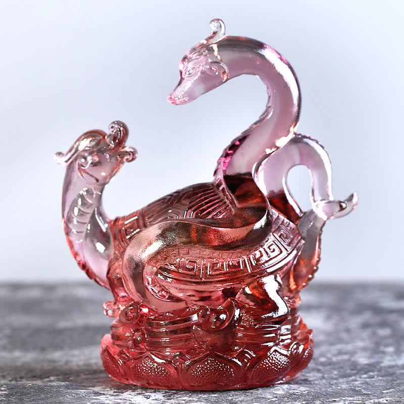 Buddha Stones Feng Shui Four Symbols Azure Dragon Handmade Liuli Crystal Art Piece Home Office Decoration - Black Tortoise - image 13