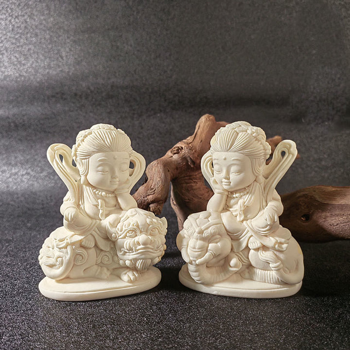 Buddha Stones Mini Ivory Fruit Tathagata Buddha Lotus Kwan Yin Avalokitesvara Manjusri Samantabhadra Serenity Desk Decoration