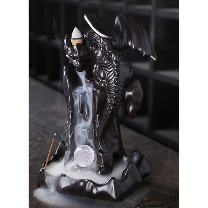 Nordic Dragon Ceramic Backflow Smoke Fountain Meditation Healing Incense Burner Led Ball Decoration - image 7