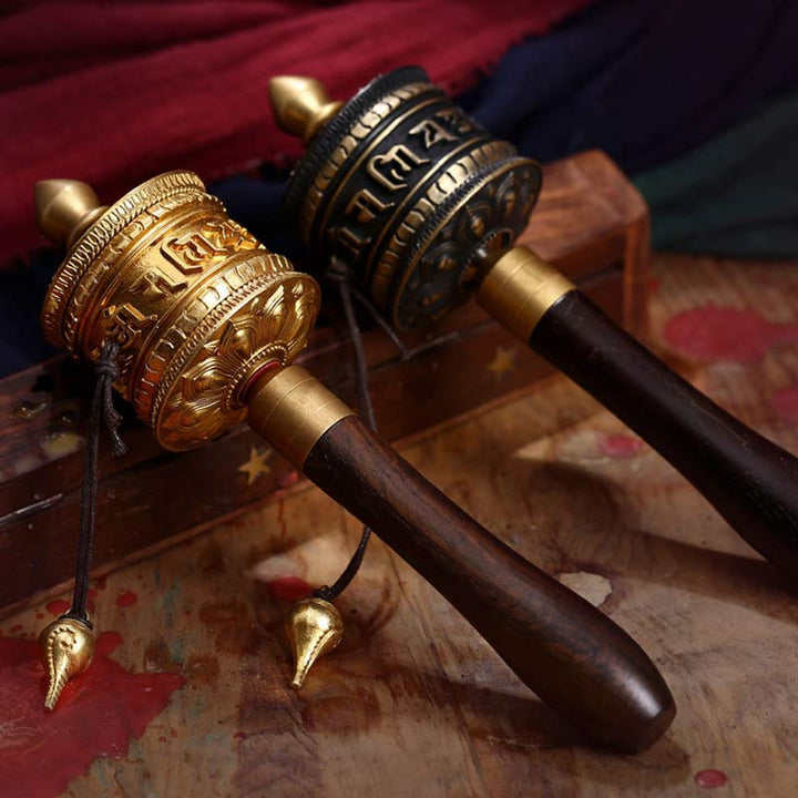 Tibetan Prayer Wheel Six True Words Copper Meditation Decoration - image 0