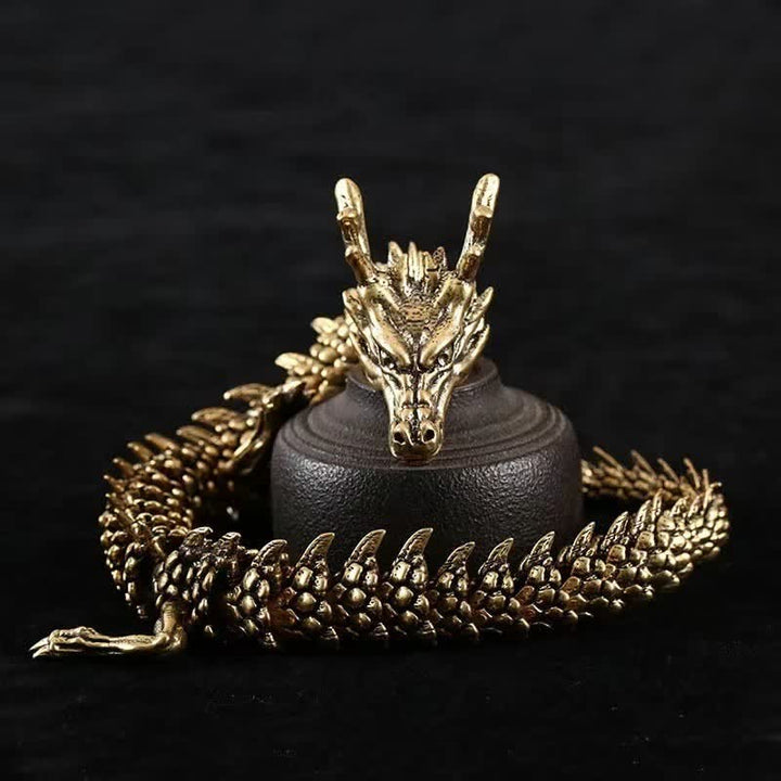 Brass Copper Dragon Wealth Luck Protection Statue Figurine Home Decoration - image 1