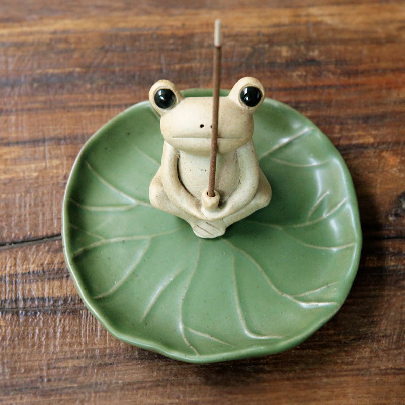 Handmade Ceramic Stick Frog Incense Burner Decoration - image 1