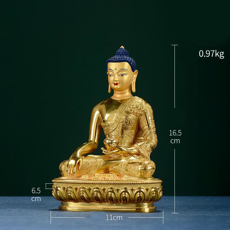 Buddha Shakyamuni Figurine Enlightenment Copper Statue Home Offering Decoration - image 5