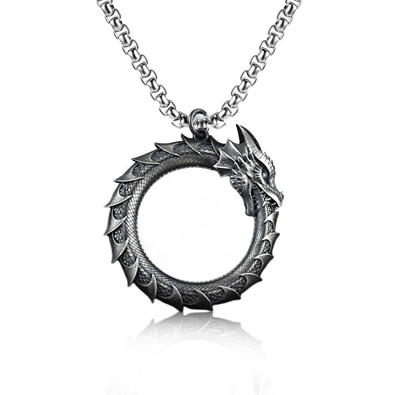 Buddha Stones Pure Tin Dragon Snake Protection Necklace Pendant - Dragon Pendant&Common Chain - image 6