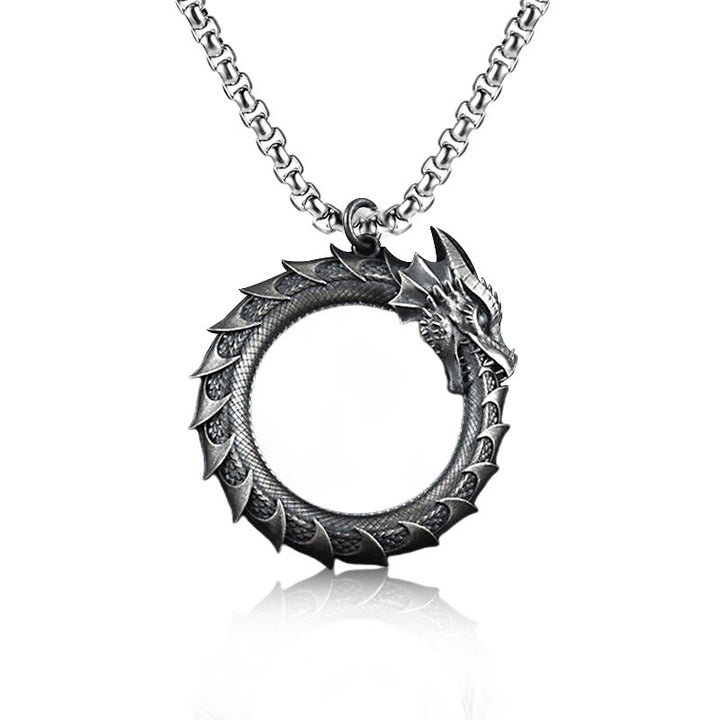 Buddha Stones Pure Tin Dragon Snake Protection Necklace Pendant - Dragon Pendant&Common Chain - image 6