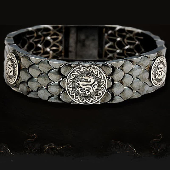 Buddha Stones 925 Sterling Silver Dragon Scales Luck Success Bracelet Bangle - image 5