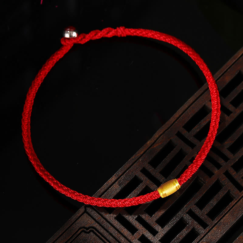 Buddha Stones 999 Gold Lucky Bead Eight Thread Peace Knot Red Rope Bracelet