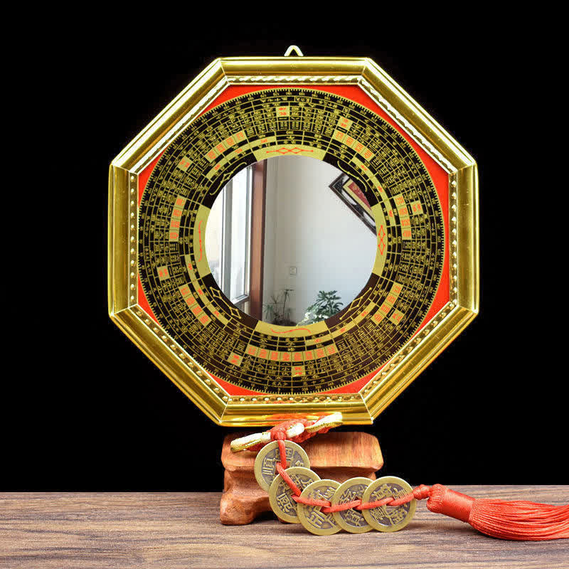 Feng Shui Bagua Map Five-Emperor Coins Gourd Balance Living Room Energy Map Mirror - image 0