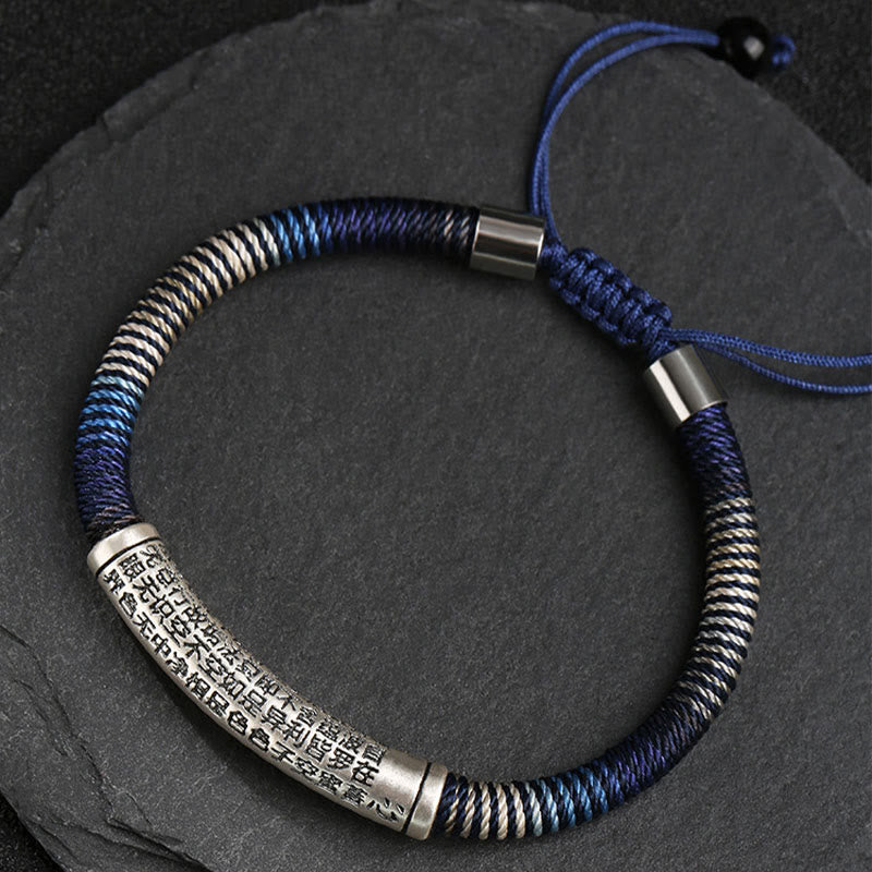 Buddha Stones 999 Sterling Silver Heart Sutra Calm Handmade Braided Bracelet - image 4
