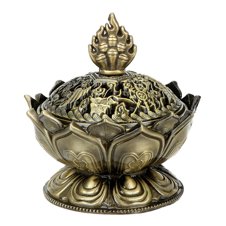 Buddha Stones Tibetan Lotus Shaped Purify Incense Burner - image 13