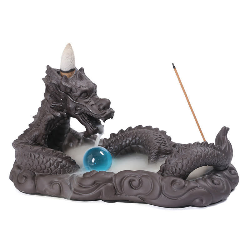 Dragon Playing Ball Flower Protection Incense Burner Decoration - image 9