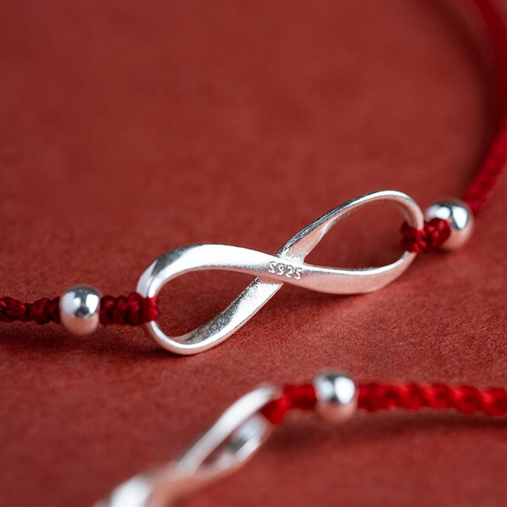 Buddha Stones 925 Sterling Silver Endless Knot Protection Luck Red String Bracelet Anklet - image 14