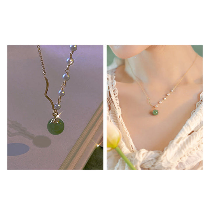 Buddha StonesNatural Hetian Jade Pearl Luck Bead Necklace Pendant - image 13