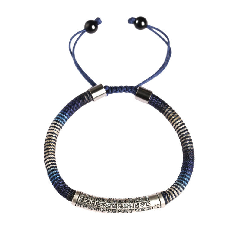 Buddha Stones 999 Sterling Silver Heart Sutra Calm Handmade Braided Bracelet - image 10