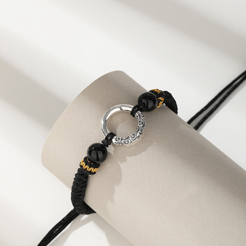 Buddha Stones 925 Sterling Silver Peace Buckle Auspicious Clouds Fortune Braided Bracelet - image 2