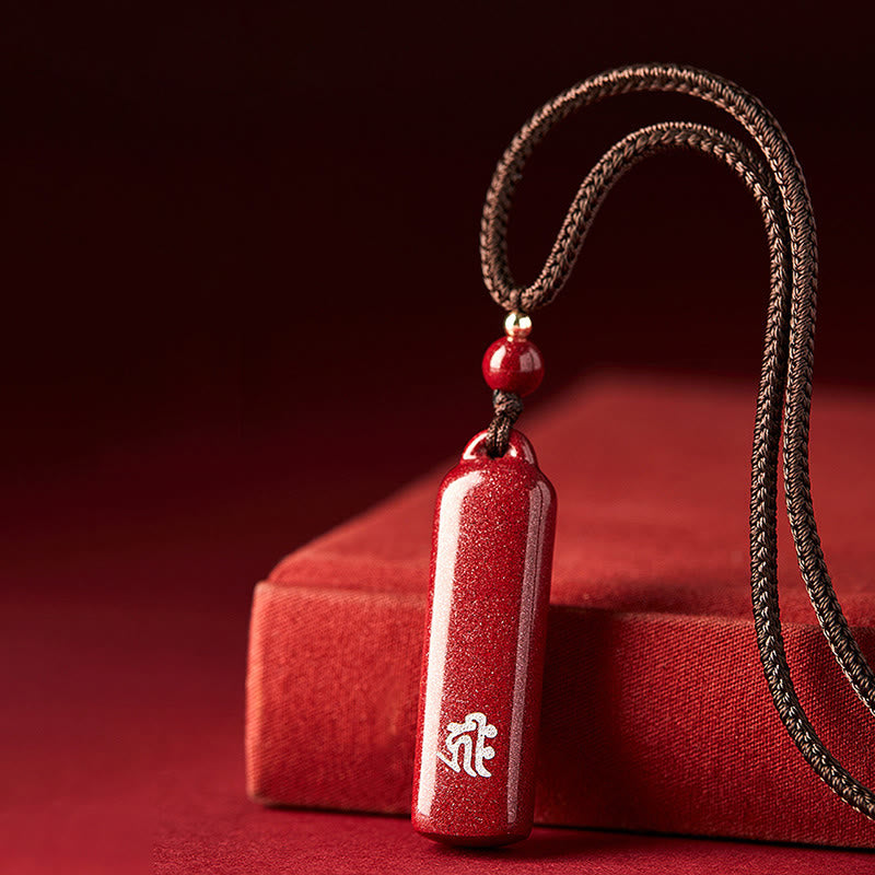 Chinese Zodiac Natal Buddha Cinnabar Amulet Protection String Necklace Pendant - image 1