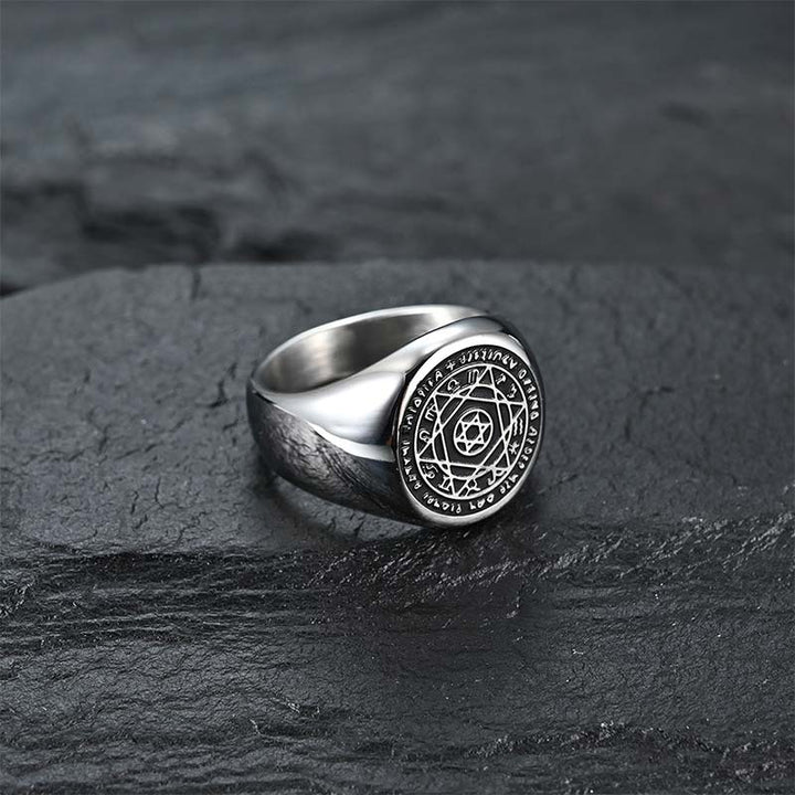 Buddha Stones 12 Constellations of the Zodiac Star of David Protection Ring