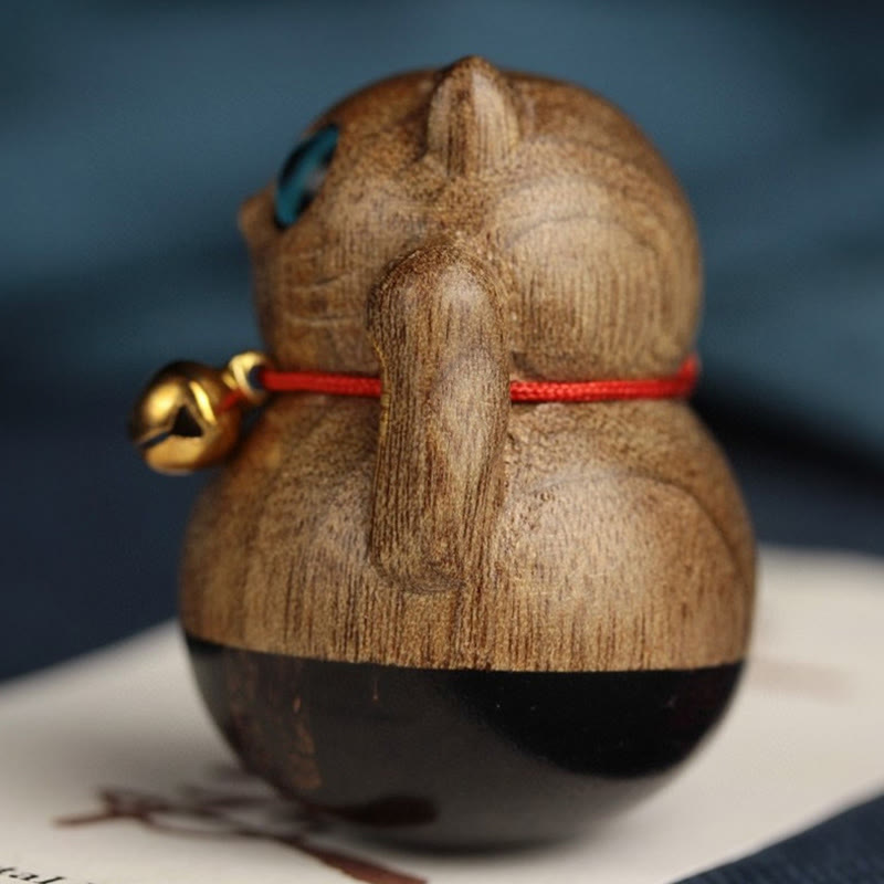 Buddha Stones Mini Lucky Cat Kitten Phoebe Zhennan Wood Blessing Decoration - image 12