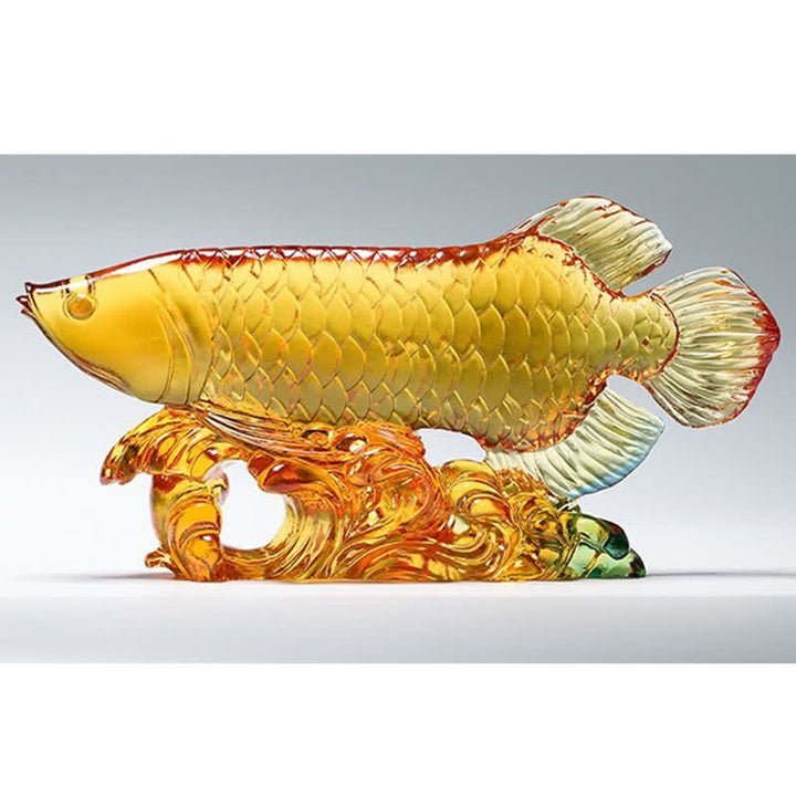 Handmade Liuli Crystal Koi Fish Art Piece Luck Home Office Decoration - image 4