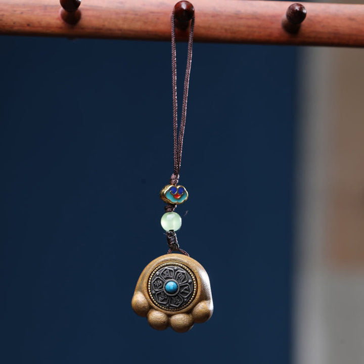 Buddha Stones Sandalwood Small Leaf Red Sandalwood Green Sandalwood Lucky Cat Paw Claw Om Mani Padme Hum Protection Phone Hanging Decoration - Green Sandalwood(Cure♥Positive) - image 6