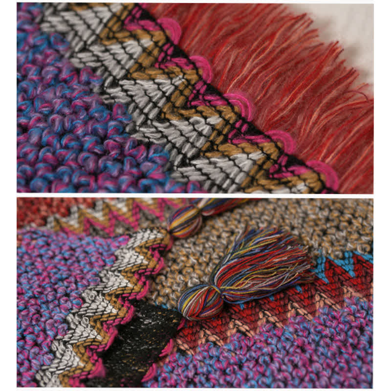 Buddha Stones Tibetan Shawl Warm Cloak Tibetan Tassel Scarf - image 17