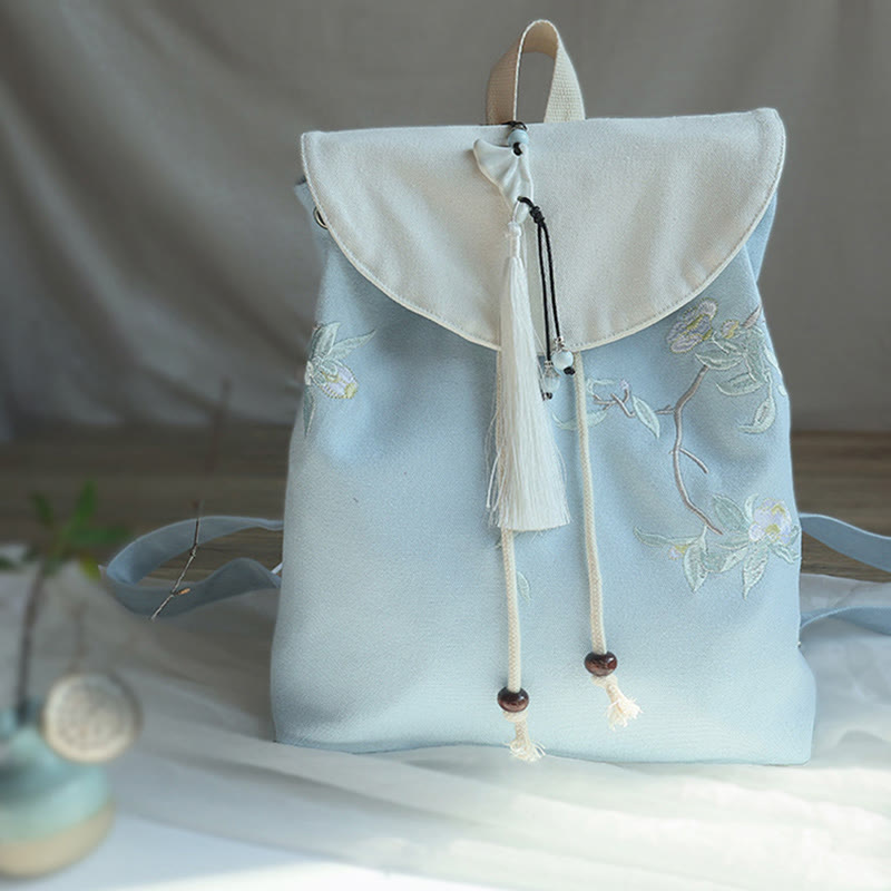 Buddha Stones Handmade Embroidered Large Capacity Canvas Backpack - image 30