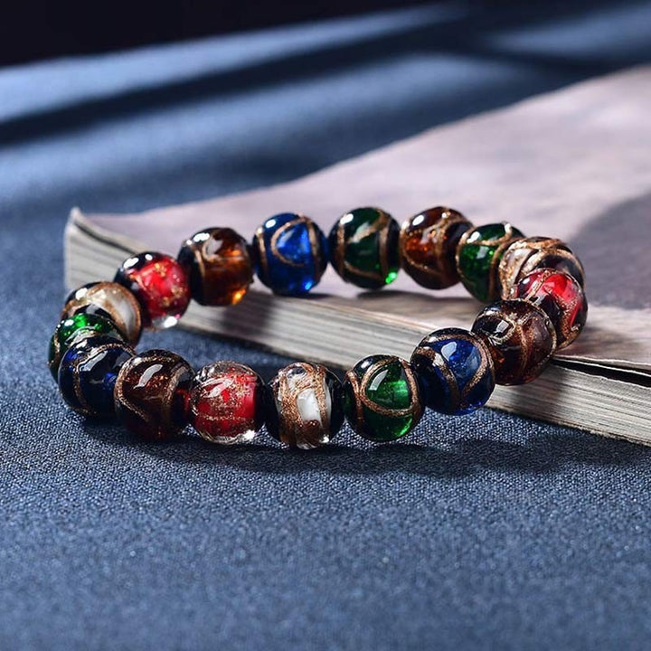 Buddha Stones Colorful Liuli Glass Bead Luck Bracelet