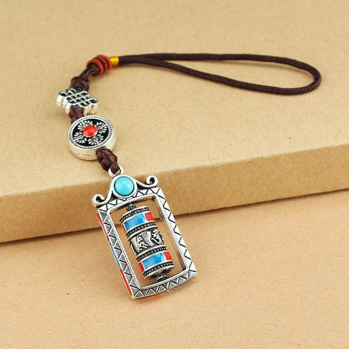 Six True Words Prayer Wheel Rotation Knot Blessing Keychain Decoration - image 7