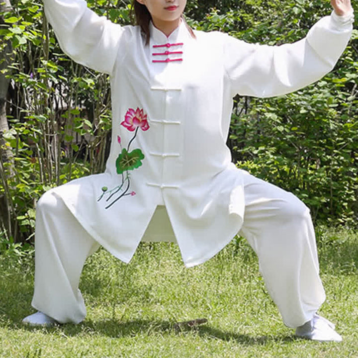 Lotus Flower Leaf Pattern Tai Chi Meditation Prayer Spiritual Zen Practice Clothing Women's Set - image 9