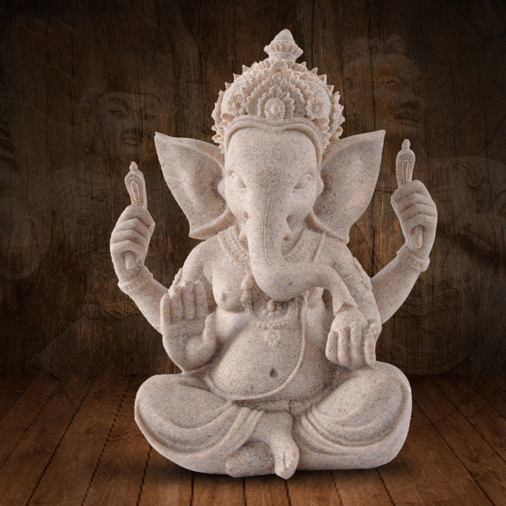 Ganesh Ganpati Elephant Statue Wealth Blessing Home Decoration - Gray - image 0