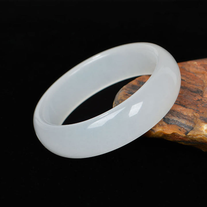 Natural Golden Silk Jade Wealth Luck Bracelet Bangle - Translucent White - 62mm - image 0