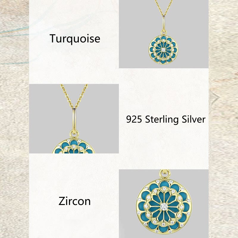 Buddha Stones 925 Sterling Silver Round Turquoise Zircon Protection Strength Necklace Pendant - image 7