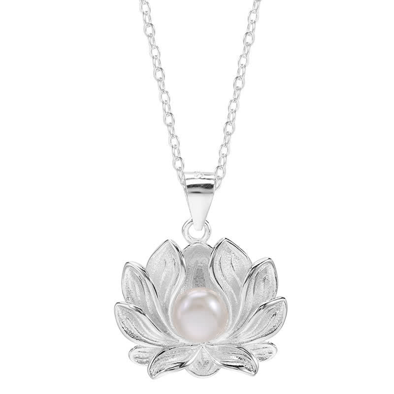Buddha Stones 925 Sterling Silver Lotus Flower Pearl Wealth Necklace Pendant - image 9