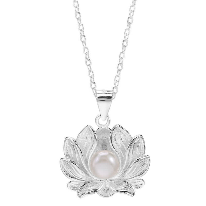 Buddha Stones 925 Sterling Silver Lotus Flower Pearl Wealth Necklace Pendant - image 9