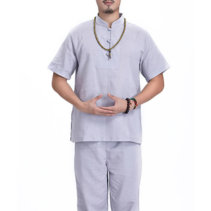 Spiritual Zen Meditation Prayer Practice Cotton Linen Clothing Men's Set - Gray - US/UK/AU44，EU54 (3XL) - image 18