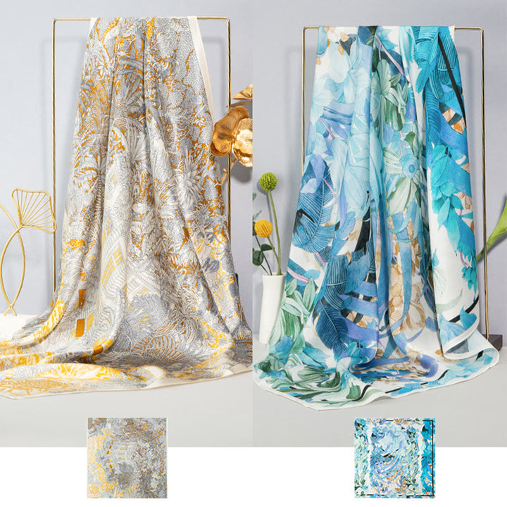 Buddha Stones Jungle Oil Painting Auspicious Clouds 100% Mulberry Silk Scarf Premium Grade 6A Double-sided Silk Neck Scarf - image 29