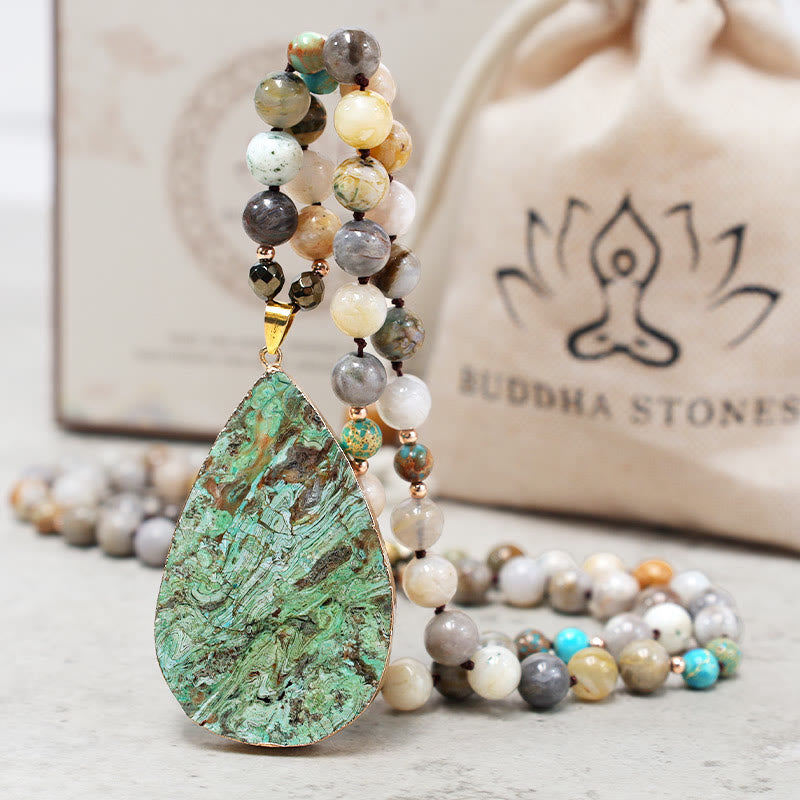 Buddha Stones Natural Ocean Picasso Jasper Beaded Healing Neckace