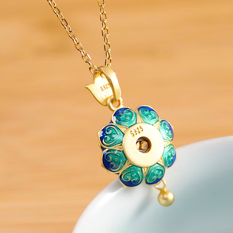 925 Sterling Silver Tibet Lotus Prayer Wheel Red Agate Enlightenment Necklace Pendant - image 3