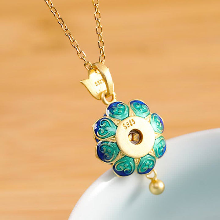 925 Sterling Silver Tibet Lotus Prayer Wheel Red Agate Enlightenment Necklace Pendant - image 3