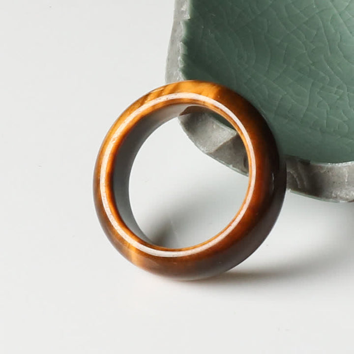 Buddha Stones Tiger Eye Stone Strength Protection Ring - 16-18mm - image 0