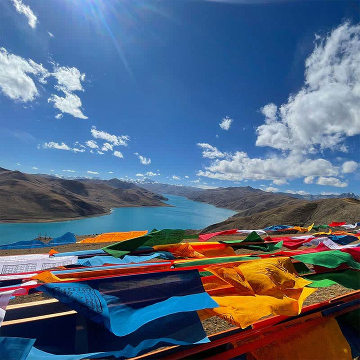 Buddha Stones Tibetan 5 Colors Silk Windhorse Auspicious Outdoor 25 Pcs Prayer Flag