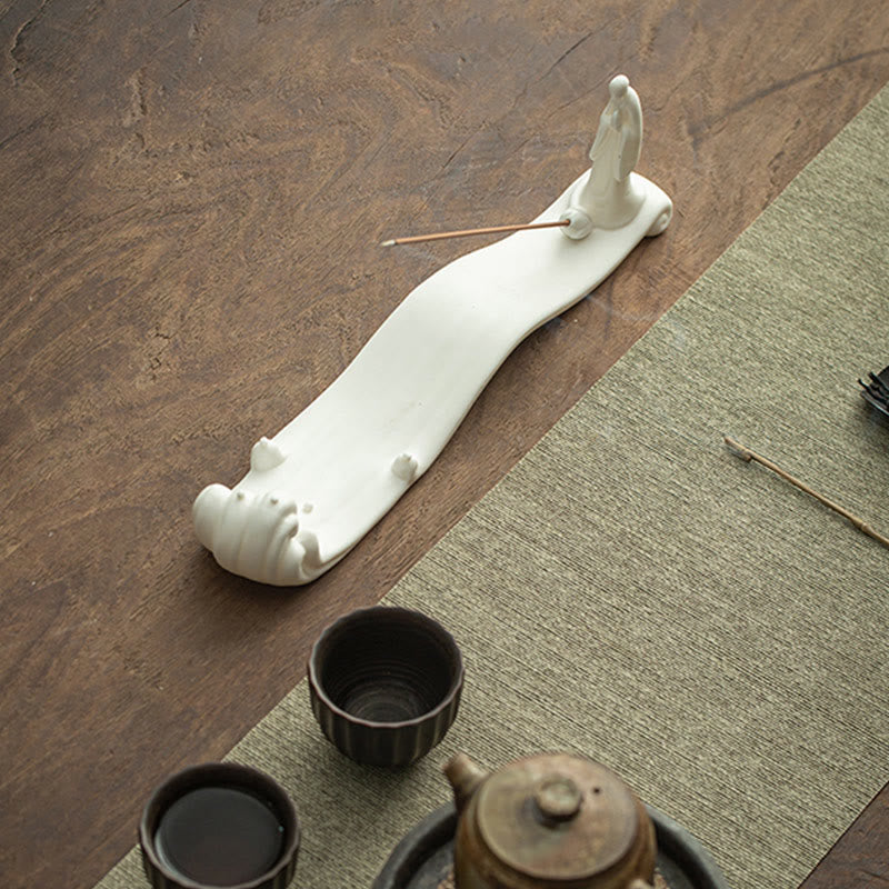 Buddha Monk Ceramic Sea Wave Mountain Blessing Incense Burner Decoration - image 8