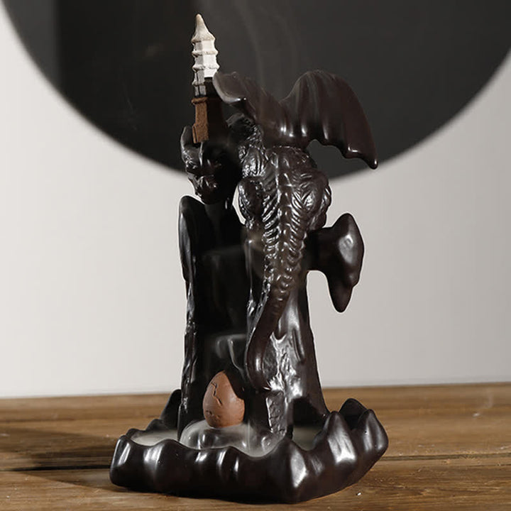 Nordic Dragon Ceramic Backflow Smoke Fountain Meditation Healing Incense Burner Led Ball Decoration - image 14