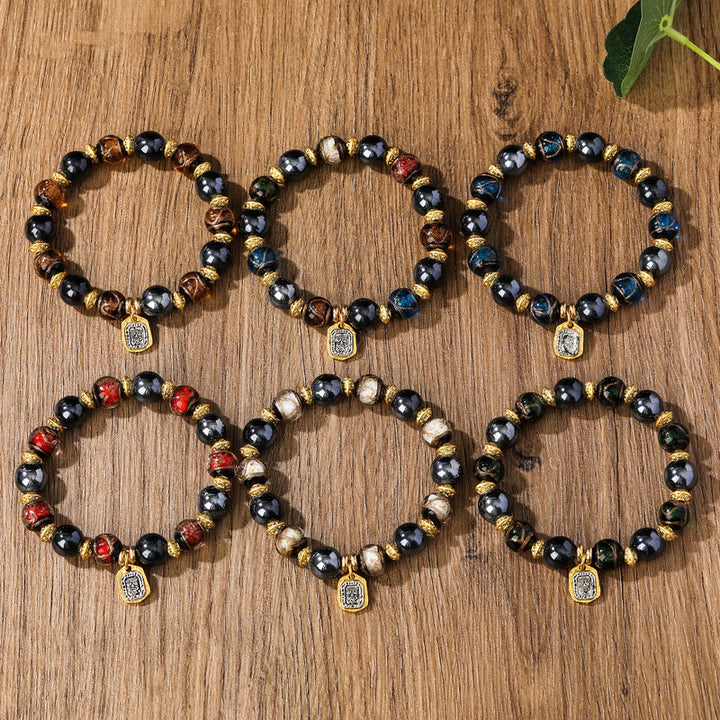 Buddha Stones Tibetan Zakiram Goddess of Wealth Liuli Glass Incense Ash Porcelain Bead Luck Bracelet - image 11